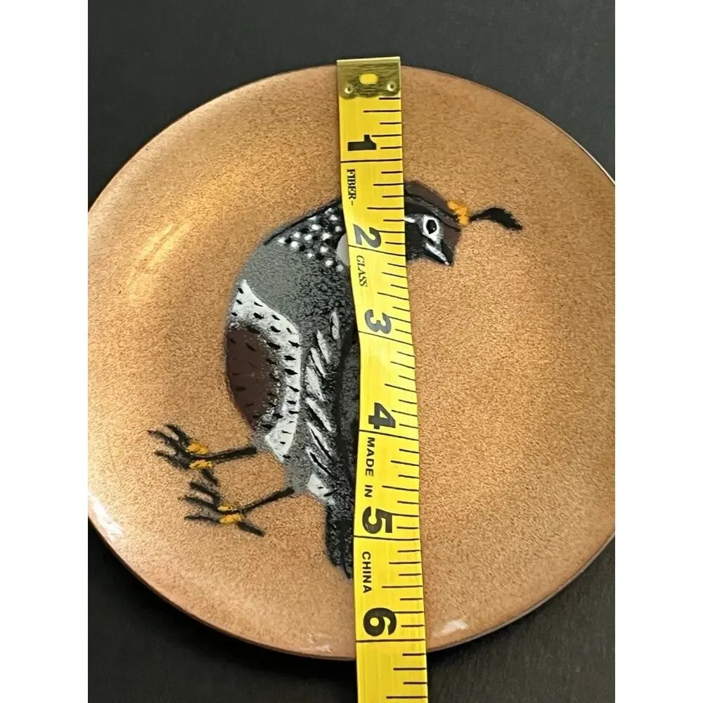 Vtg Annemarie Davidson Enamel Copper Quail Trinket Dish Handcrafted California